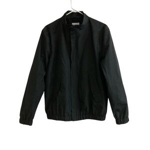 ZARA Windbreaker Rain Jacket Womens Medium Black Full Zip Snap Pockets